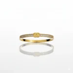 Gold Plated Bangle with Diamond-Like Stones & Logo | Trendy Jewel | Anti-Tarnish Jewellery for Women