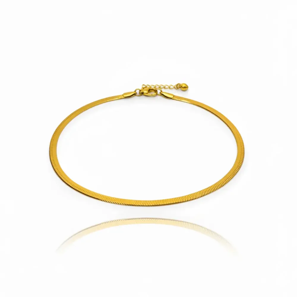 Gold-Plated Herringbone Anklet | Trendy Jewel | Anti-Tarnish Jewellery for Women