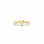 Gold-Plated V-Shaped Ring with Diamond Accent | Trendy Jewel | Anti-Tarnish Jewellery for Women