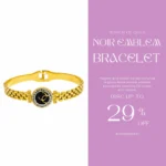 Gold Plated Black Enamel Emblem Bangle | Trendy Jewel | Anti-Tarnish Jewellery for Women | CZ Halo | Chain-Link Band