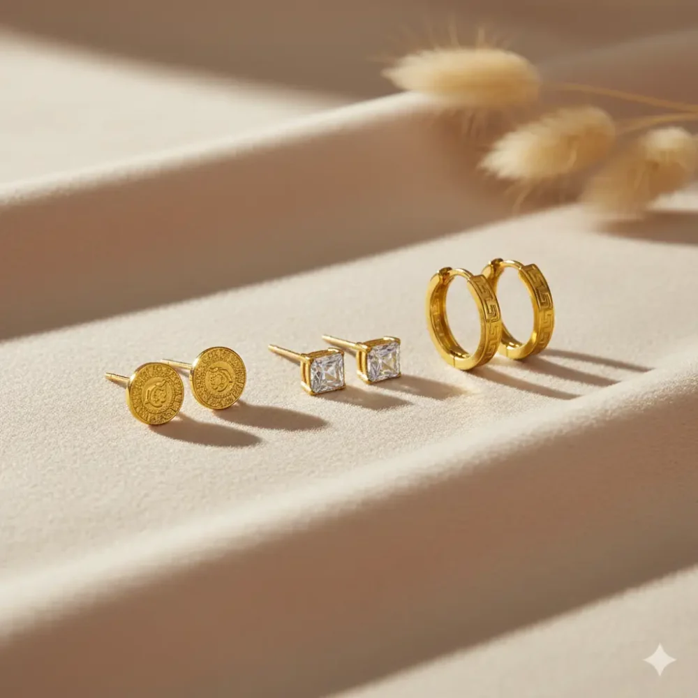 Gold-Plated Earring Set | Trendy Jewel | Anti-Tarnish Jewellery for Women