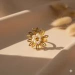 Gold-Plated Pearl Daisy Ring | Trendy Jewel | Anti-Tarnish Jewellery for Women