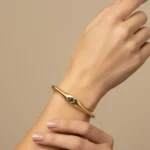 Gold Plated Square Bangle Bracelet | Trendy Jewel | Anti-Tarnish Jewellery for Women | High-Polish Minimal Design