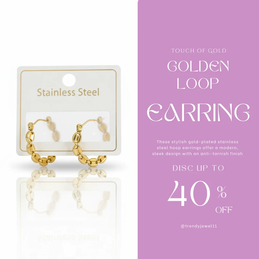 Gold Plated Stainless Steel Hoop Earrings | Trendy Jewel | Anti-Tarnish Jewellery for Women