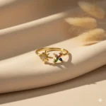 Gold Plated Star & Colorful Gemstone Ring | Trendy Jewel | Anti-Tarnish Jewellery for Women